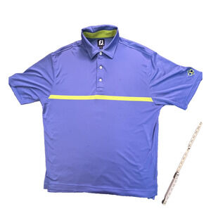 FootJoy Polo Shirt Mens 2XL Blue Colorblock Golf Short Sleeve Logo Performance